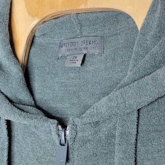 Barefoot Dreams 2X Blue‎ Spruce Cozychic Ultra Lite Short Sleeve Zip Up Hoodie - Picture 5 of 6